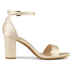 Allegra K Women's Satin Open Toe Ankle Strap Chunky Sandals -Allegra K GUEST 002eb8c2 16ef 4e59 b36a 46597e919e83