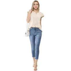 Allegra K Women's Work Business Casual Plain Cap Sleeve Blouse -Allegra K GUEST 00b683d9 a12b 4a66 b8da 8c3f98219e40