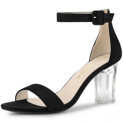 Allegra K Women's Ankle Strap Clear Heel Chunky Heels Sandals 7 Allegra K Women's Ankle Strap Clear Heel Chunky Heels Sandals - Image 7