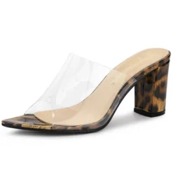 Allegra K Women's Clear Chunky Heel Slides Sandals Mules -Allegra K GUEST 02238ab8 4bca 434e be5e 895cdf0b6569