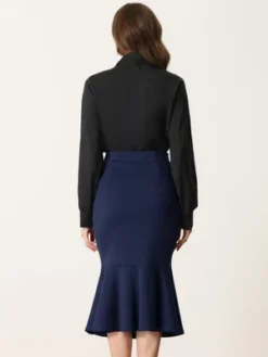 Allegra K Women's High Waist Elegant Button Decor Stretch Mermaid Midi Skirt -Allegra K GUEST 022fe619 8763 4a4f a41a 909e1f1e1c9a