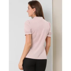 Allegra K Women's Bow Tie Neck Elegant Office Short Sleeve Blouse -Allegra K GUEST 02553d9e afde 41f8 9448 bc409a0fc89d