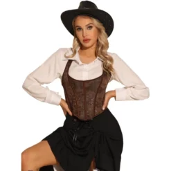 Allegra K Women's Halter Corset Vintage Paisley Lace Up Backless Boned Bustier Crop Tops -Allegra K GUEST 02883ab3 8e07 48e8 a4c8 185d2eb70312