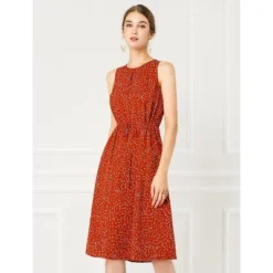 Allegra K Women's Floral Printed Split Neck Drawstring Waist Sleeveless A-Line Midi Dress 20 Allegra K Women's Floral Printed Split Neck Drawstring Waist Sleeveless A-Line Midi Dress -Allegra K GUEST 02e168e7 84ee 4983 9ade 0835c47a8ba5