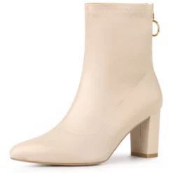 Allegra K Women's Pointy Toe Back Zip Block Heel Ankle Boots -Allegra K GUEST 038619c2 8fdb 4b01 86db 37ef766c37b2