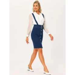 Allegra K Women's High Waist Button Front Pencil Bodycon Overalls With Belt Suspender -Allegra K GUEST 0436f4ea 7d6d 4bb7 801b ed2c9f1c2f09