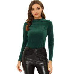 Allegra K Women's Mock Neck Long Sleeve Ribbed Knit Solid Blouse -Allegra K GUEST 043f2a1d 148f 4a0f a8fa 3363dcf0af50