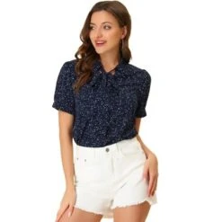 Allegra K Women's Retro Dots Print Bow Tie Peter Pan Collar Chiffon Blouse -Allegra K GUEST 04d9624f 6385 4850 bfc4 61292864b895