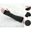 Allegra K Women's Fingerless Thumbhole Striped Arm Warmer Gloves