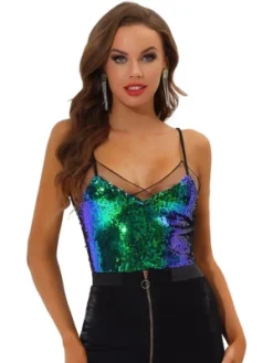 Allegra K Women's Sequin Sparkle Mesh Panel Sleeveless Party Club Cami Top 16 Allegra K Women's Sequin Sparkle Mesh Panel Sleeveless Party Club Cami Top -Allegra K GUEST 05a2ed94 e4b9 4dac a6a7 c2f8873d608a