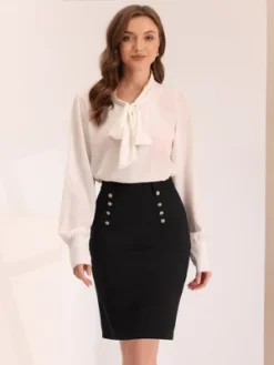 Allegra K Women's Bodycon Faux Suede Above Knee Pencil Skirt -Allegra K GUEST 05b14100 770a 4e4c 8da6 67e1b95cb6f5