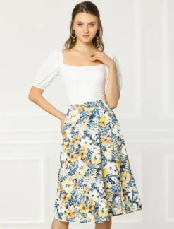 Allegra K Women's Boho Floral High Waist Split A Line Midi Skirt -Allegra K GUEST 05d3bd92 cb24 4d6a b74c 9c385f96a492
