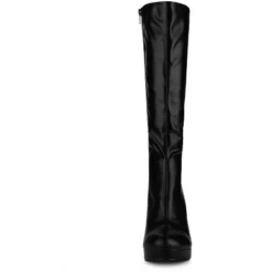 Allegra K Women's Chunky Heel Round Toe Platform Knee High Boots