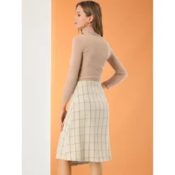 Allegra K Women's Plaid Vintage Faux Wrap Buttons Midi High Waist Skirt -Allegra K GUEST 06ced335 b671 4a2e ad04 8fb3e45e8ba1