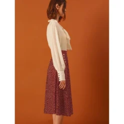 Allegra K Women's Elastic Waist Zipper Polka Dots Casual Midi Skirts -Allegra K GUEST 07600441 d2ea 48b7 8311 5bb75d21f8e0