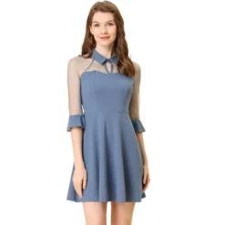 Allegra K Women's Keyhole Mesh Sheer Half Sleeve Retro Gothic Cocktail Party Vintage Dress -Allegra K GUEST 07c02f1d 64d9 4241 a219 f67f3840181d