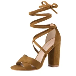 Allegra K Women's Crisscross Front Block Heeled Lace Up Sandals -Allegra K GUEST 082c42e6 d938 4d10 900a 28dd5a08bab8