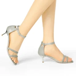 Allegra K Women's Stiletto Kitten Heels Glitter Heel Sandals