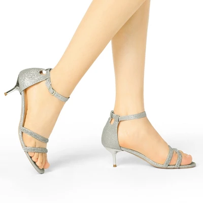Allegra K Women's Stiletto Kitten Heels Glitter Heel Sandals 1 Allegra K Women's Stiletto Kitten Heels Glitter Heel Sandals