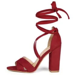 Allegra K Women's Crisscross Front Block Heeled Lace Up Sandals -Allegra K GUEST 08498cb9 b2a6 4037 a716 5a44c15b0dbe