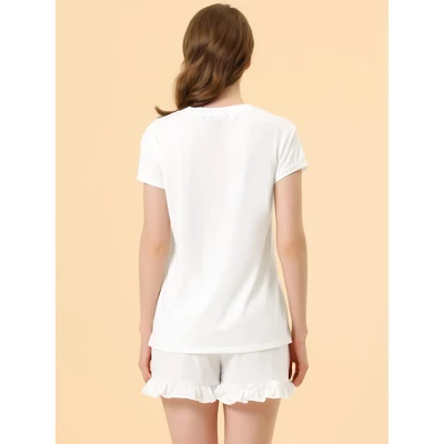 Women's Summer Pajamas Short Sleeves Tops And Shorts Sleepwear Lounge Sets 3 Women's Summer Pajamas Short Sleeves Tops And Shorts Sleepwear Lounge Sets - Image 3