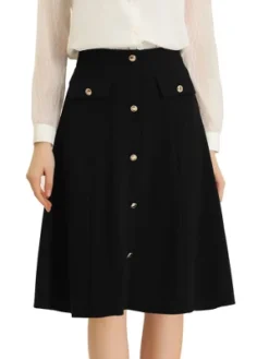 Allegra K Women's Button Decor Work A-Line Formal Knee Length Skirt -Allegra K GUEST 08a7cfcb 7f27 4c5e aabb 338a8282b77e
