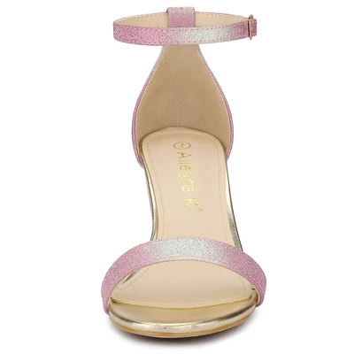 Allegra K Women's Gradient Glitter Chunky Heels Sandals 2 Allegra K Women's Gradient Glitter Chunky Heels Sandals - Image 2