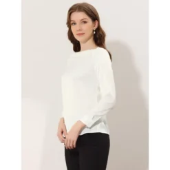 Allegra K Women's Elegant Satin Long Sleeve Vintage Boat Neck Work Blouses -Allegra K GUEST 09f50e88 349e 4b02 845e 0724607d1a00