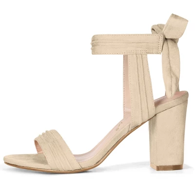 Allegra K Women's Open Toe Ankle Tie Back Chunky Heel Sandals 6 Allegra K Women's Open Toe Ankle Tie Back Chunky Heel Sandals - Image 6