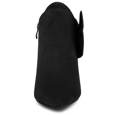 Allegra K Women's Pointed Toe Zip Stiletto Bow Heels Boots 2 Allegra K Women's Pointed Toe Zip Stiletto Bow Heels Boots - Image 2