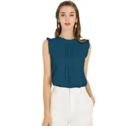 Allegra K Women's Ruffled Business Office 1950s Vintage Sleeveless Blouses -Allegra K GUEST 0a487e79 5f32 4452 b89e 99c41da31535