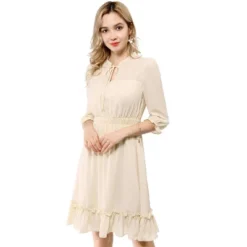 Allegra K Women's Ruffle Hem 3/4 Sleeve A-Line Smocked Short Chiffon Dress -Allegra K GUEST 0a537998 b956 46e4 85e2 3c427e8d40c4