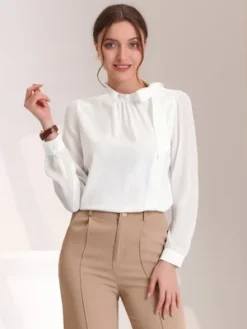 Allegra K Women's Bow Tie Neck Blouse Work Office Side Buttons Chiffon Elegant Shirts -Allegra K GUEST 0a6d472e 186b 4a02 a762 d7330ffe2475