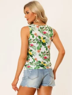 Allegra K Women's Summer Casual Sleeveless Tropical Floral Blouses -Allegra K GUEST 0a7d227a e9ec 4b71 a285 7b4a95873789