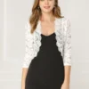 Allegra K Women's Elegant 3/4 Sleeve Sheer Floral Lace Shrug
