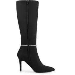 Allegra K Women's Rhinestone Crystal Chain Pointed Toe Stiletto Heels Knee High Boots -Allegra K GUEST 0aabbdfe d414 4ffd b8c9 3cca69dc50f1