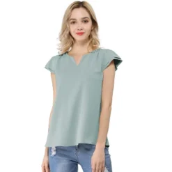 Allegra K Women's Work Business Casual Plain Cap Sleeve Blouse -Allegra K GUEST 0af701aa 170f 43e0 805e ab1c21785160