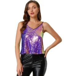 Allegra K Women's Sequined Shining Club Party Sparkle Cami Top -Allegra K GUEST 0bfe7800 2a69 4ac0 8836 d06ed4c8ba69