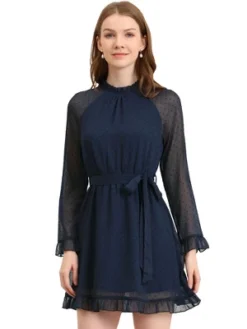 Allegra K Women's Heart Bell Sleeve Elastic Waist Ruffled Chiffon Mini Dress -Allegra K GUEST 0c2dfd23 7d43 4af5 8007 a705bbffaf5c