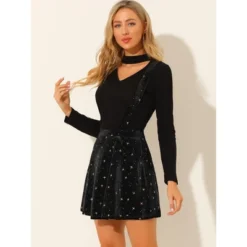 Allegra K Women's Velvet Star Printed Adjustable Strap High Waist Suspender Skirt -Allegra K GUEST 0c3b763b 3716 4a72 bccf 5f805b404e21