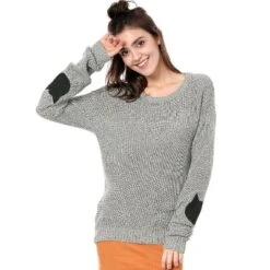 Allegra K Women's Pullover Drop Shoulder Elbow Patch Loose Sweater Pullover Jumper -Allegra K GUEST 0c6c2539 9612 4f95 b9cc 33d5294d9c29