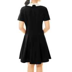 Allegra K Women's Contrast Doll Collar Short Sleeves Above Knee Flare Dress -Allegra K GUEST 0cb42734 722a 4730 8565 024db68f2d21