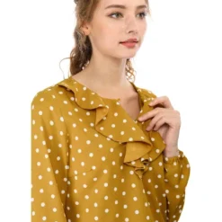 Allegra K Women's 1950s Vintage Ruffle Neck Long Sleeve Dots Blouse -Allegra K GUEST 0ce35eea 1193 4d98 a408 bd7cb9449f4d