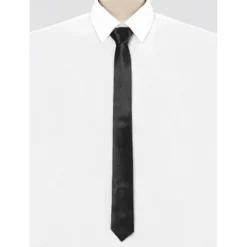Allegra K Men's Skinny Ties Satin Solid Self-tied Necktie For Wedding Business