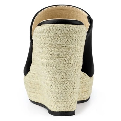 Allegra K Women's Espadrille Wedge Platform Mules 3 Allegra K Women's Espadrille Wedge Platform Mules - Image 3