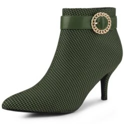 Allegra K Women's Buckle Stiletto High Heels Houndstooth Ankle Boots -Allegra K GUEST 0e0ef526 f029 4d56 b43a dc0a35667ca5