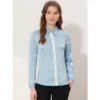 Allegra K Women's Work Office Blouse Contrast Trim Button Down Satin Shirt