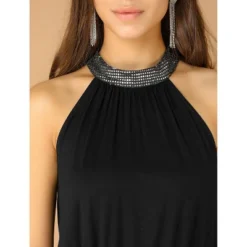 Allegra K Women's Night Out Party Sleeveless Sequin Halter Neck Tank Top -Allegra K GUEST 0f102a1a 28de 47d2 9a49 d81173b1a2bc