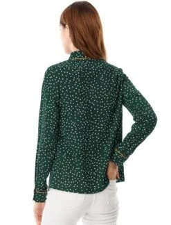 Allegra K Women's Printed Long Sleeve Piped Button Down Office Shirt -Allegra K GUEST 0f3e4f7e 2916 43a8 9f0f 5a007232e620