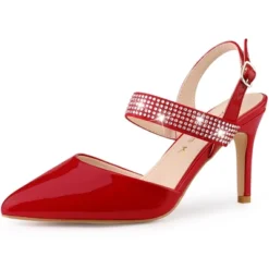 Allegra K Women's Pointed Toe Rhinestone Slingback Stiletto Heel Pumps -Allegra K GUEST 0fd689be b0a3 4ad0 bd87 fd1e5466ad03